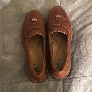 Clarks Brown Leather Moccasin Flats